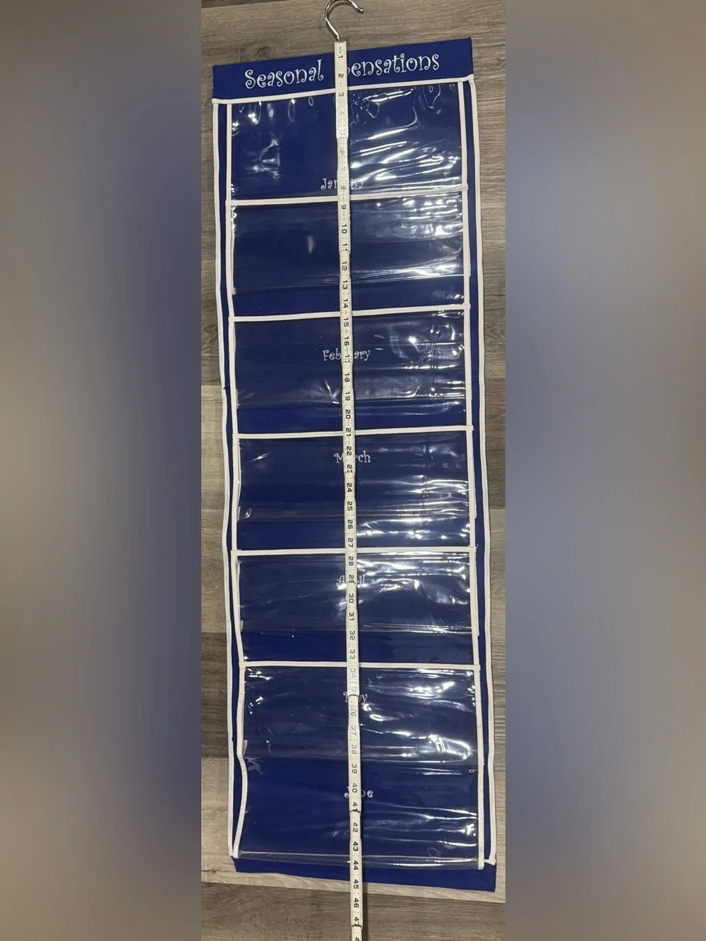 Blue 12-Monthly Pocket Hanging Organizer  44”x15”
